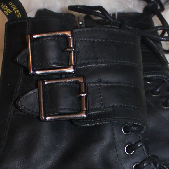 Dr. Martens bacle   zip lace black leather  moto boots 11-eye men's  size 42/10 - Picture 9 of 9